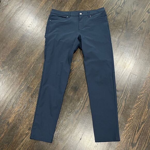 Lululemon ABC Pant Men’s 34 36x33 True Navy Blue Warpstreme Slim Trousers - Picture 1 of 6
